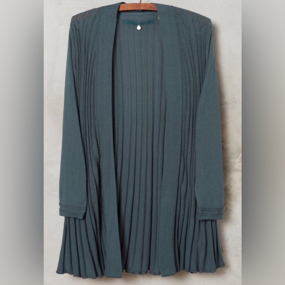 Anthropologie Sweaters - NEW Anthropologie Pollyella Pleated Cardigan by Knitted & Knotted Blue Green XL